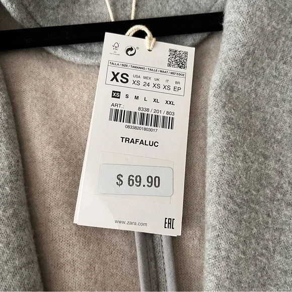 Zara Gray Outerwear Coat XS - Picture 6 of 11